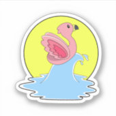 Sticker Flamant rose à Surfing on Water (Devant)