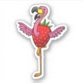 Sticker Flamant rose aux fraises (Devant)