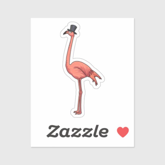Sticker Flamant rose avec Casquette (Feuille)
