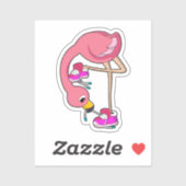 Sticker Flamant rose avec chaussures (Feuille)