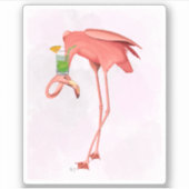 Sticker Flamant rose avec Cocktail (Devant)