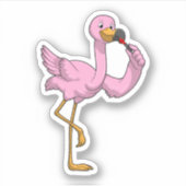 Sticker Flamant rose avec Lipstick (Devant)
