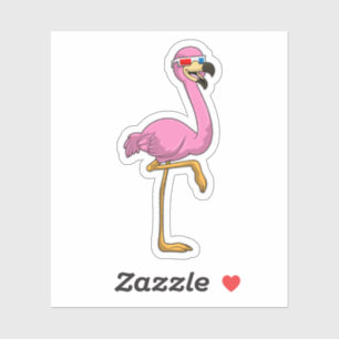 Sticker Flamant rose avec lunettes