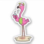 Sticker Flamant rose avec Lunettes de soleil & Casquette (Devant)