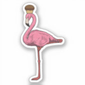 Sticker Flamant rose avec muffin (Recto)