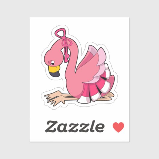 Sticker Flamant rose avec ruban (Feuille)