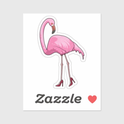 Sticker Flamant rose avec talons hauts (Feuille)