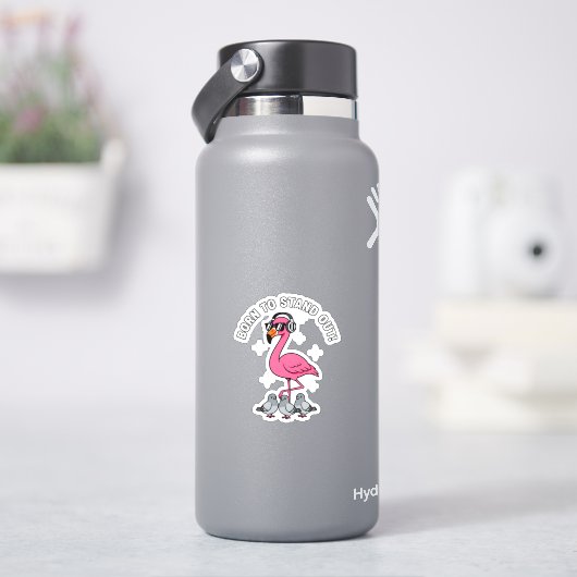 Sticker Flamant Rose Cool Né Pour Se démarquer Drôle D'ois (HydroFlask)