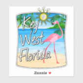Sticker Flamant rose de Key West, Floride Keys (Feuille)