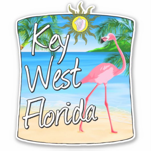 Sticker Flamant rose de Key West, Floride Keys (Devant)