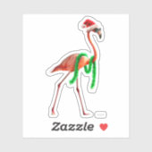 Sticker Flamant rose de Noël sur la plage (Feuille)