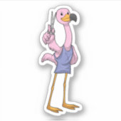 Sticker Flamant rose en coiffeur avec ciseaux (Devant)