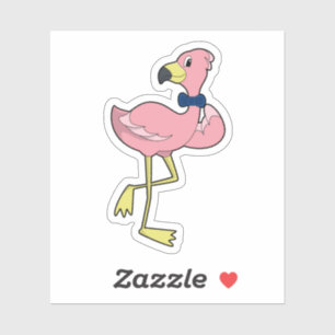 Sticker Flamant rose en tant que Gentleman avec Cravate