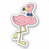 Sticker Flamant rose en tant que Gentleman avec Cravate (Devant)