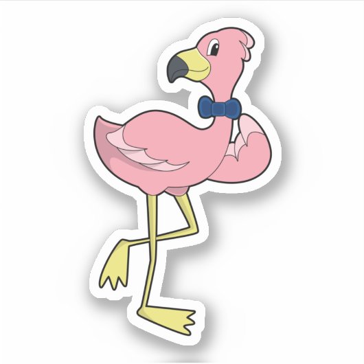 Sticker Flamant rose en tant que Gentleman avec Cravate (Devant)