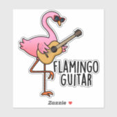 Sticker Flamant rose Guitare Funny Music Pun (Feuille)