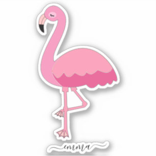 Sticker Flamant rose personnalisé