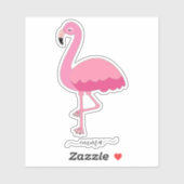 Sticker Flamant rose personnalisé (Feuille)