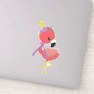 Sticker Flamant rose princesse, Flamant rose mignon, Fleur