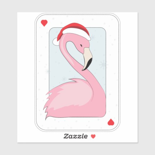 Sticker Flamant rose rose à Santa Hat (Feuille)