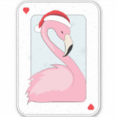 Sticker Flamant rose rose à Santa Hat (Devant)