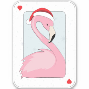 Sticker Flamant rose rose à Santa Hat