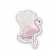 Sticker Flamant rose rose, ananas - Personnalisé (Devant)