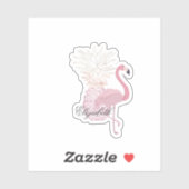 Sticker Flamant rose rose, ananas - Personnalisé (Feuille)