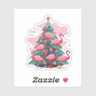Sticker Flamant rose ROSE NOËL ARBRE
