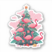 Sticker Flamant rose ROSE NOËL ARBRE (Devant)