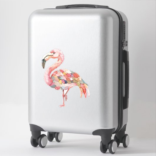 Sticker Flamant rose rose scrapbooking (Sur valise)