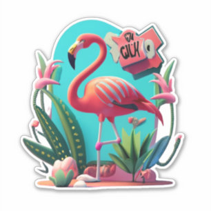 Sticker Flamant rose Summer Girl 1er Anniversaire Classic