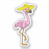 Sticker Flamant rose sur la plage avec Casquette (Devant)