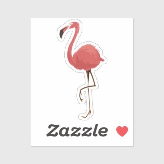 Sticker Flamant Rose Tropiques Oiseaux de Plage Côtière (Feuille)