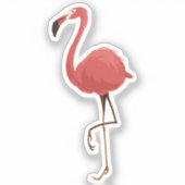 Sticker Flamant Rose Tropiques Oiseaux de Plage Côtière (Recto)