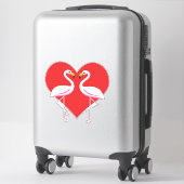 Sticker Flamants roses blancs mignons rose avec coeur roug (Sur valise)
