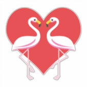 Sticker Flamants roses blancs mignons rose avec coeur roug (Devant)