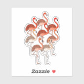 Sticker Flamants roses couleur corail (Feuille)