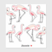 Sticker Flamants roses roses (Feuille)
