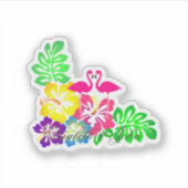 Sticker Flamants roses roses, Fleurs tropicales - Personna (Devant)