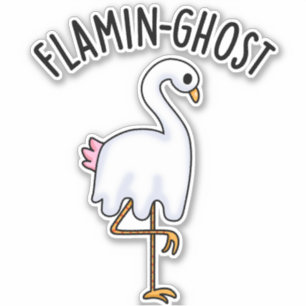 Sticker Flamin-fantôme Funny Flamant rose Fantôme Pun