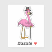 Sticker Flamingo as Pensioner with Walking stick (Feuille)