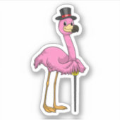 Sticker Flamingo as Pensioner with Walking stick (Devant)