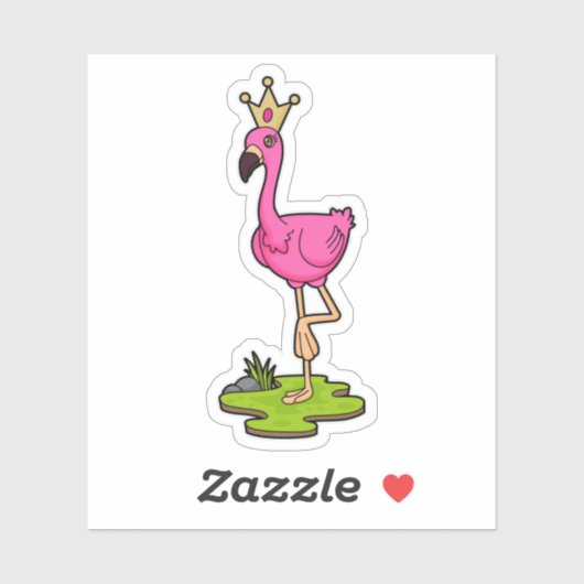 Sticker Flamingo as Princess with Crown (Feuille)