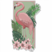Sticker Flamingo Rose Tropical Feuilles de Palmier Fleur d (Devant)