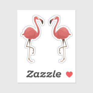 Sticker Flamingo Rose Tropiques Style Mi-Siècle