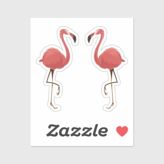 Sticker Flamingo Rose Tropiques Style Mi-Siècle (Feuille)