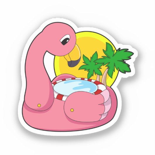 Sticker Flamingo with Pool (Recto)