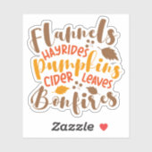 Sticker Flannels Hay Rides Citrouille cidre Feuilles Bonfi (Feuille)
