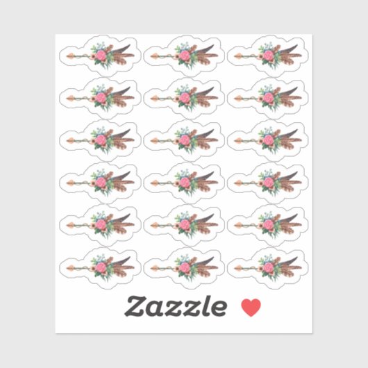 Sticker Flèche de plumes bohème rustique Feuille de planne (Feuille)